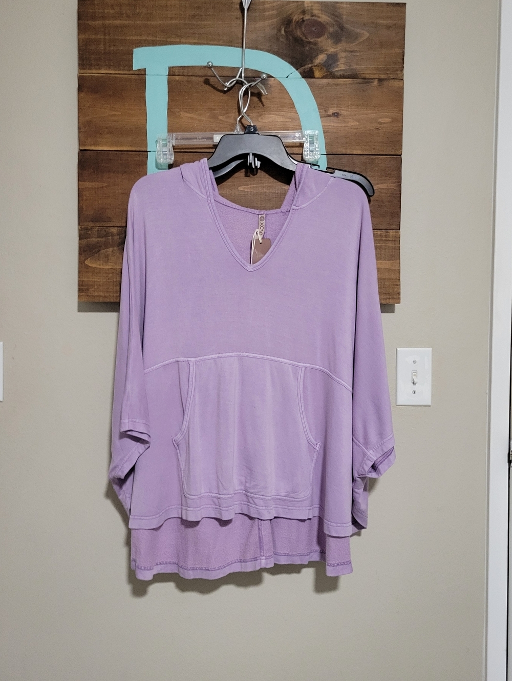 XCVI Lightweight Lilac Hooded Pullover Ovesized Atheisure Lagenlook Top Small